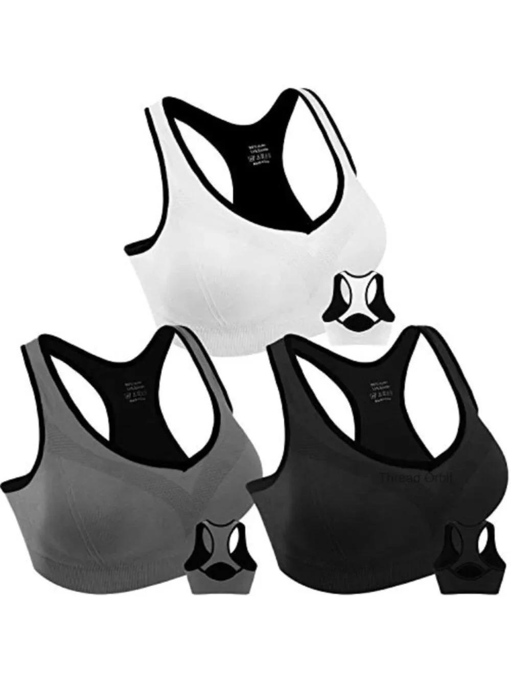 High Support Racerback Sports Bras for Women - Removable Pads, Pull-On, Nylon